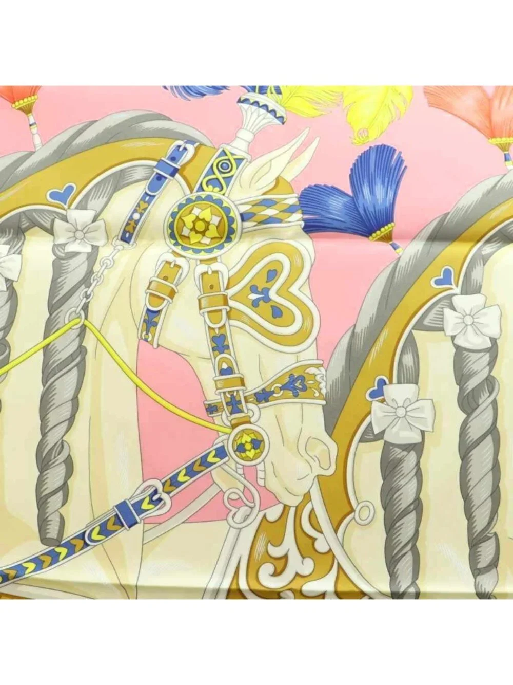 ★SOLD★ Hermes Harnais de Coeur Carre 90 Scarf All Over Pattern Silk Pink - Picture 5 of 7